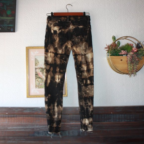 Custom Free People Reverse Tie Dye Button Fly Skinny Jeans 🌵 25 - Picture 3 of 15